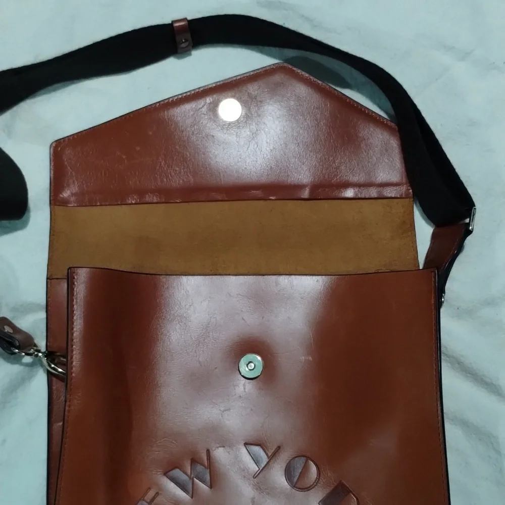 New York Film Academy Brown Leather Messenger Bag